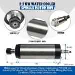2 2 kw water cooled spindle motor and vfd set 24 000 rpm with 80 w pump and 6 m pipe 2