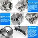 k11 100mm 4th axis rotary table with 3 jaw chuck mt2 tailstock and nema 23 motor 4