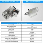 k11 100mm 4th axis rotary table with 3 jaw chuck mt2 tailstock and nema 23 motor 6